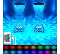 YeahBoom Lampe Cristal à LED avec 16 Couleurs,USB Lampe en Cristal avec Télécommande,4 Modes Nuit Tactile de Chevet LED RGB,Lumière d'ambiance Rechargeable pour Chambre