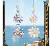 YeahBoom Lot de 2 pendentifs attrape-soleil en cristal - Décoration de fenêtre - Attrape-soleil en cristal - Attrape-soleil arc-en-ciel - Pendentif en cristal arc-en-ciel - Décoration de jardin
