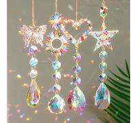 YeahBoom Lot de 4 pendentifs attrape-soleil cristal pour fenêtre - Décoration à suspendre - Cristaux arc-en-ciel maison/jardin