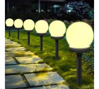 YeahBoom Lot de 6 lampes solaires d'extérieur sphériques LED - Blanc chaud - Lampe solaire de jardin étanche - Pour terrasse, allée, cour, décoration de jardin