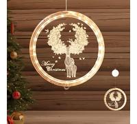 YeahBoom Lumière de Fenêtre Décorative de Noël,3D Suspendues Blanc Chaud,Décoration Lumineuse de Noël LED a Pile,Decoration Lumineuse Noel Noel,Decoration Fenetre Noel Lumineux Interieur (cerf)