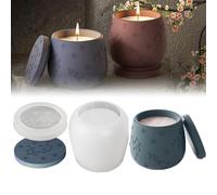 YeahBoom Moul à Bougie en Béton, Moules en Siliconeavec Couvercle, 3D Bougie Moule en Silicone