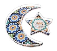 YeahBoom Plateaux de décoration de Ramadan,Plateaux en forme de lune et d'étoile,Ramadan Plateaux pour Dîner étoile Dessert Plateau pour Ramadan Musulman Parti Islamique (Fleurs évidées)