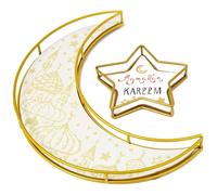 YeahBoom Plateaux de décoration de Ramadan,Plateaux en forme de lune et d'étoile,Ramadan Plateaux pour Dîner étoile Dessert Plateau pour Ramadan Musulman Parti Islamique (Château évidé)