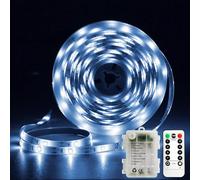 YeahBoom Ruban Led 2M,Bande Led avec 8 Modes,Led Ruban Lumineuse Flexible avec Minuteur Télécommande,Alimenté par Batterie,pour Decoration Chambre,Gaming Room,Cuisine,Bureau