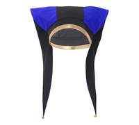 YEAHDOR Chapeau Bouffon Arlequin Aux Ornements d'or Accessoires De Carnaval Bleu Taille Unique