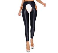 YEAHDOR Collant Ouvert Femme Sexy Collant porte-jarretelles Pantalon de Nuit pour femme Noir A XXL
