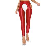YEAHDOR Collant Ouvert Femme Sexy Collant porte-jarretelles Pantalon de Nuit pour femme Rouge A XXL