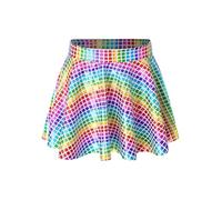 YEAHDOR Enfant Fille Jupe Plissée Métallique Brillant Jupe Danse Latine Jazz Tango Paillette Mini Jupes Patinage Taille Haute Jupes Cheerleading 2-16 Ans Coloré 5-8 Ans