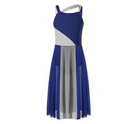 YEAHDOR Enfant Fille Justaucorps de Danse Ballet Latine Tutu Robe Patinage Artistique Dos Ouvert Body Gymnastique à Bretelles Robe Soirée Gala Mousseline 5-16 Ans Bleu marine B 11-12 ans