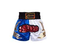 YEAHDOR Enfant Garçon Boxe Shorts Pantalon Court Short Muay Thai Patchwork Combat Shorts Arts Martiaux Elastique Boxer Caleçon MMA Kick Boxing Sportwear 5-16 Ans Bleu Blanc 15-16 Ans