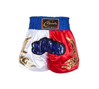 YEAHDOR Enfant Garçon Boxe Shorts Pantalon Court Short Muay Thai Patchwork Shorts Arts Martiaux Elastique Boxer Caleçon MMA Kick Boxing Sportwear 5-16 Ans Bleu et Blanc et Rouge 11-12 Ans
