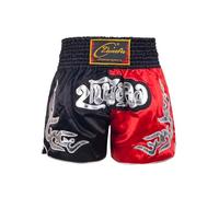 YEAHDOR Enfant Garçon Boxe Shorts Pantalon Court Short Muay Thai Patchwork Shorts Arts Martiaux Elastique Boxer Caleçon MMA Kick Boxing Sportwear 5-16 Ans Noir Rouge 7-8 Ans