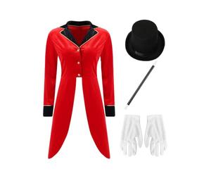 YEAHDOR Femme Costume Batteur Gothique Steampunk Ensemble Cirque Ringmaster | Redingote Haute Et Basse,Costume Performance Carnaval,Vintage Cirque,Directrice De,Danse,Carnavals,Boîte Nuit,Fête,Mascarade