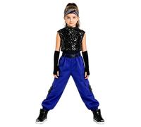 YEAHDOR Fille Costume De Danse Hip-Hop Jazz Enfant Street Dance Outfit | Pantalons Danse Cargo Amples,Ensemble Hip-Hop,Costume Compétition Cheerleading,Party,Streetwear,Jazz,Hip Hop,Club,Carnaval