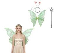 YEAHDOR Kit Cosplay Fée Papillon Ensembles D'Ailes Brillantes Pour Adultes Vert Taille unique