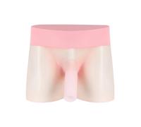 YEAHDOR Slip érotique Jockstrap Lingerie Sexy Caleçon Transparent Bas de Bikini T-Back Underwear Mini Tongs pour Homme Rose et Ouverture Gaine Taille Unique