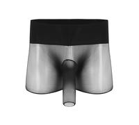 YEAHDOR Slip érotique Jockstrap Lingerie Sexy Caleçon Transparent Bas de Bikini T-Back Underwear Mini Tongs pour Homme Gaine Noire et Ouverte Taille Unique