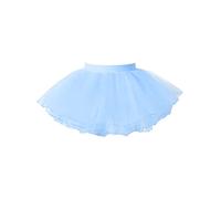 YEAHDOR Tutu Enfant Fille Jupe Orné de Paillettes Étoile Brillant Volant Mignon Jupette Tulle Courts Jupons Trois Couches Jupe Danse Ballet d'anniversaire Party Carnaval Bleu Ciel 6-11 Ans