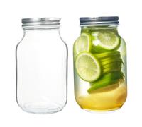 Yeahey Bocaux Mason en verre vides, bocaux en verre pour fruits en conserve, récipients en verre hermétiques pour le stockage des aliments, stockage des grains de café/sucre/confiture (750ml*2pcs)