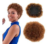 YEAHH Bonnet Mèches Fines Queue de cheval bouclée cordon de serrage Premium synthétique queue de cheval africaine perruque naturelle Petite Accessoires (E, One Size)