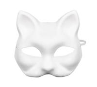 YEAHH Loup Enfant Adultes Chat Blanc Animal Peint à la Main Visage Animal fête Cosplay Costume Masque pièces Décorer (White, 18X17CM)