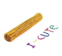 YeahiBaby Lot de 100 Fils Chenille tiges de Chenille Artisanat Chenille Bâtons de décorations pour Arbre de Noël DIY Craft Support pour Enfants - 30 cm (Or)
