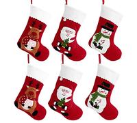 YeahiBaby Lot de 6 Chaussettes de Noël Père Noël, Bonhomme de Neige, Renne, Appliques en Feutre, Cadeaux de Noël, Sacs à Bonbons, décorations d'arbre de Noël
