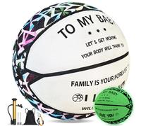 YeahShoot Ballon de basketball phosphorescent tie-dye pour la première nuit, taille 7, comprend une pompe à air et un sac, essentiel pour les terrains de plein air, cadeau ultime (pour My Baby-7 Star