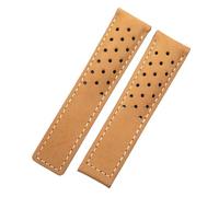 YEAHSO Bracelet à boucle pliable givrée en cuir souple supérieur de 20 mm 22 mm 24 mm Compatible avec TAG Compatible avec le bracelet HEUER CARERA AQUARACER Monaco F1 Strap (Color : Yellow, Size : 2