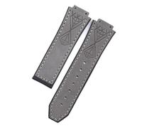 YEAHSO Cuir véritable Crazy Horse 25 x 17 mm avec bracelet de montre en caoutchouc et silicone compatible avec le bracelet Hublot compatible avec la série authentique Big Bang Belt (Color : Grey, Si