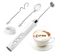 YEAHTOP Mousseur à lait électrique à main moderne avec 3 vitesses, comprend 3 têtes, mini mixeur blanc rechargeable pour faire mousser le café, battre les œufs et mélanger