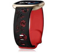 Yeahxing Bracelet en silicone pour Fitbit Versa 4 - Bracelet de sport bicolore avec motif floral rose gravé compatible avec Fitbit Sense 2/Sense 1/Versa4/Versa 3 pour femme, imperméable, respirant