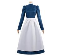 YEAJION Anime Howl's Moving Castle Sophie Cosplay Costume Set Déguisement de Sophie Costume Robe Bleu Maid Dress Noël Halloween Carnaval Fête Performance Costume