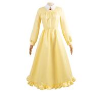 YEAJION Anime Howl's Moving Castle Sophie Cosplay Costume Set Déguisement de Sophie Costume Robe Jaune Noël Halloween Carnaval Fête Performance Costume