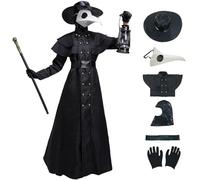 YEAJION Costume de Médecin de la Peste avec Accessoires Medecin de Peste Masque Style Médiévale Steampunk Déguisement de Docteur de la Peste Costume d'Halloween pour Adulte Carnaval Fête Cosplay
