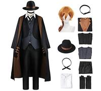 YEAJION Nakahara Chuuya Cosplay Costume Complete Set avec Perruque Anime Bungo Stray Dogs Chuuya Costume Déguisement de Chuuya Nakahara Uniforme Noël Halloween Carnaval Fête Cosplay Costume Adulte