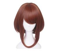YEAJION Ochaco Uraraka Cosplay Perruque Brune Court Déguisement de My Hero Academia Perruque Uraraka Ochaco Cosplay Wig Halloween Carnaval Fête Anime Cosplay Costume Accessoires Adulte