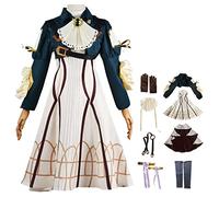 YEAJION Violet Evergarden Cosplay Costume Complete Set avec Perruque Déguisement de Anime Violet Evergarden Costume Violet Cosplay Uniforme Noël Halloween Carnaval Fête Cosplay Costume
