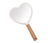 YEAKE Miroir à Main avec poignée pour Maquillage, Petit Miroir Mignon en Bois pour Le Rasage avec Trou de Suspension - Miroir de courtoisie Portable Simple Face pour Homme et Femme (Coeur)
