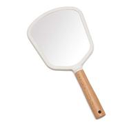 YEAKE Miroir à Main avec poignée pour Maquillage, Petit Miroir Mignon en Bois pour Le Rasage avec Trou de Suspension - Miroir de courtoisie Portable Simple Face pour Homme et Femme (Fanforme)