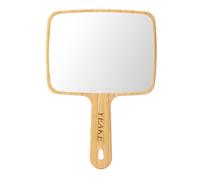 YEAKE Miroir à main en bambou naturel avec poignée, miroir de voyage portable simple face pour homme et femme, 17,5 cm de large x 25,1 cm de long