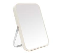 YEAKE Miroir de maquillage de table avec support en métal de 20 cm - Miroir pliable portable avec réglage à 90 degrés - Pour voyage et salle de bain (convient pour la douche/rasage) - Blanc