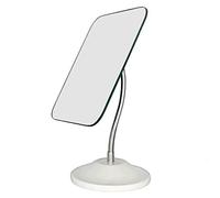 YEAKE Miroir de maquillage flexible réglable en col de cygne pivotant à 360 ° avec support de douche, miroir de maquillage carré Blanc (miroir de maquillage carré flexible avec support). 6.5×5.3"