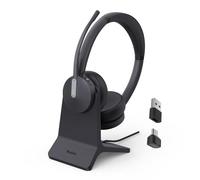 Yealink BH70 Casque Bluetooth avec support, pour bureau à domicile, jusqu'à 35h de conversation, certifié équipes Dual Bluetooth sans fil, charge rapide ≤ 90min