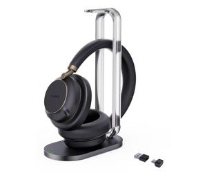 Yealink BH76 Plus USB-A/C Teams + socle Casque stéréo sans fil avec ANC hybride, double dongle USB-A/C et station de charge QI, idéal pour les
