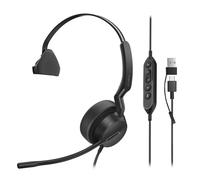Yealink UH44 Casque PC Filaire Mono USB avec Double Microphone, réduction de Bruit, Adaptateur USB-C/A pour Ordinateur, Centre d'appels, Bureau avec témoin Lumineux d'occupation