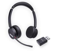 Yealink WH64 Casque sans fil hybride DECT et Bluetooth avec microphone pour le travail, casque Bluetooth avec dongle DECT, 3 micros, portée de 150 m, autonomie de 32 h, casques stéréo portables pour