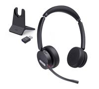 Yealink WH64 Hybrid Casque Bluetooth sans Fil DECT, Stéréo Casque avec Station de Charge,492 ft, 3X Mic, 26H de Temps de Parole, Casque d'écoute portatif pour Le Bureau, PC, Certifié Microsoft Teams