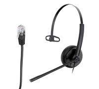 Yealink Casque monaural YHS34 Lite – câble RJ, compatible téléphones fixes Yealink, noir